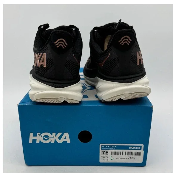 Hoka Clifton 9 Running Shoes - Breathable Mesh, Lightweight, Rose Gold Accents - Picture 7 of 9